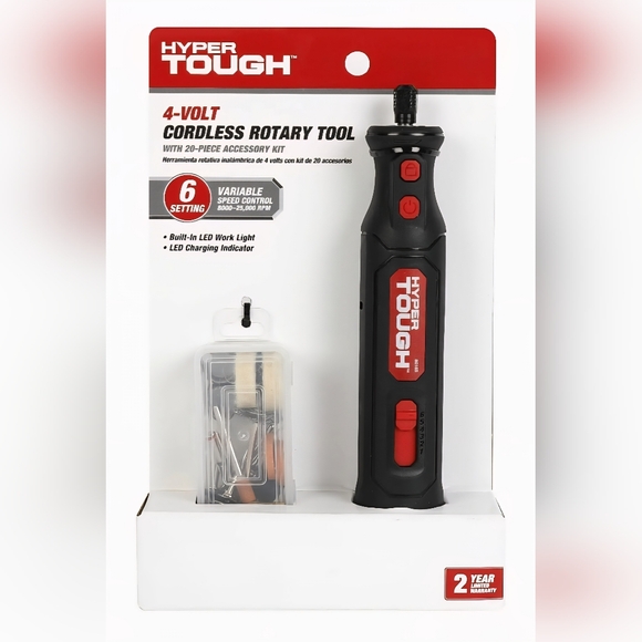 Hyper Tough 4v Cordless Rotary Tool with 20 Piece Accessory Set - Picture 3 of 3